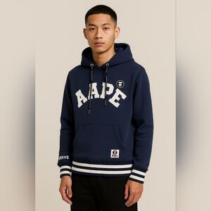 AAPE by A Bathing Ape Collegiate Varsity Stripe Hoodie Navy S